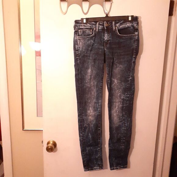 Mango MNG Jeans Womens Size 6 Gray Skinny Low Rise Acid Wash - Picture 1 of 11